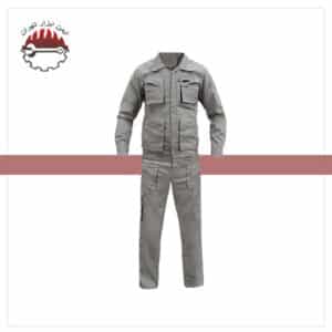 لباس کار دو تیکه طوسی روشن