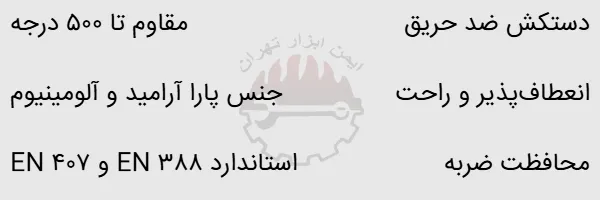 دستکش ضد حریق آلومینیومی کاستونگ YERR15-34